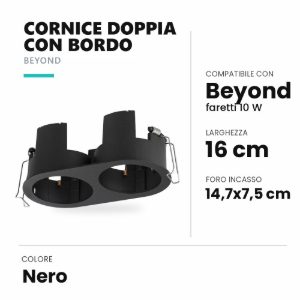 Ideal lux beyond cornice doppia con bordo per faretti da incasso 10w nera