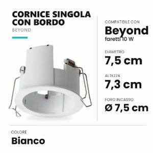 Ideal lux beyond cornice singola con bordo per faretti da incasso 10w bianca
