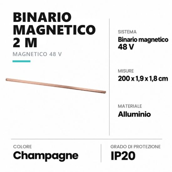 Binario magnetico 48v 2 m champagne