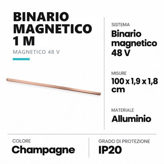 Binario magnetico 48v 1 m champagne