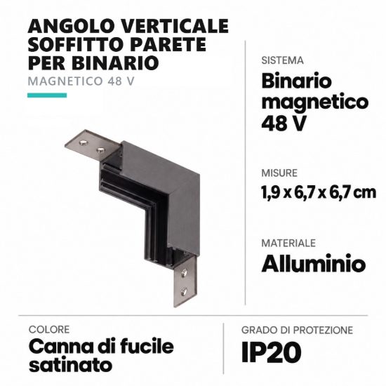 Angolo verticale soffitto parete per binario magnetico 48v canna di fucile