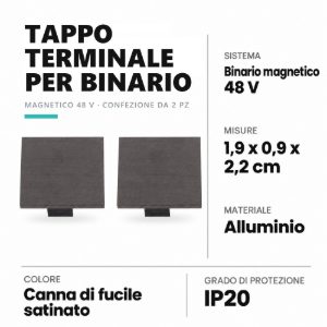 Tappo terminale per binario magnetico 48v canna di fucile confezione 2 pezzi