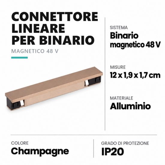 Connettore lineare per binario magnetico 48v champagne