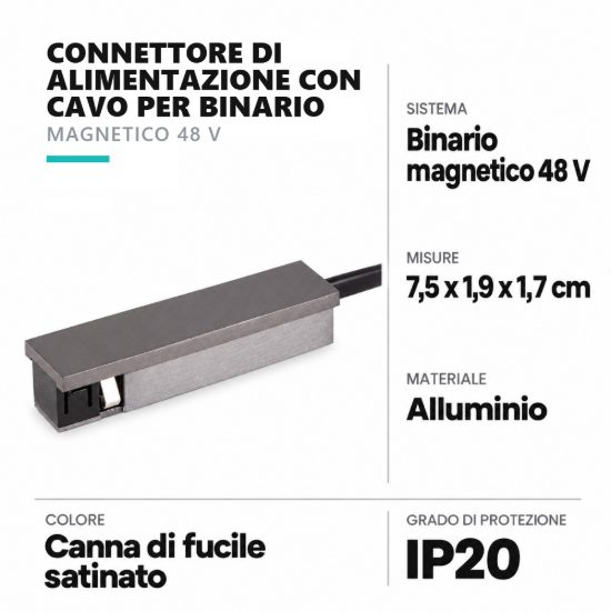 Connettore di alimentazione con cavo per binario magnetico 48v canna di fucile