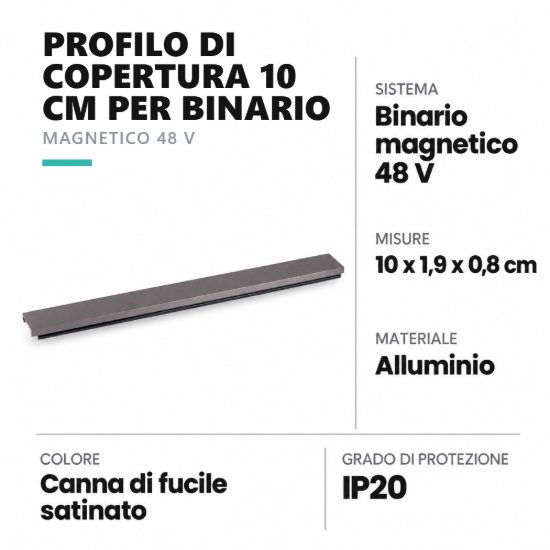 Profilo di copertura 10 cm per binario magnetico 48v canna di fucile