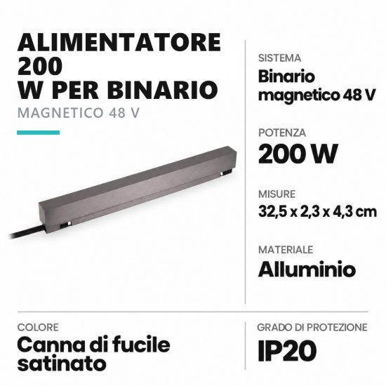 Alimentatore 200w per binario magnetico 48v canna di fucile