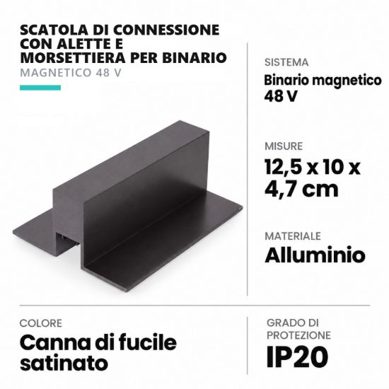 Scatola di connessione con alette e morsettiera per binario magnetico 48v canna di fucile