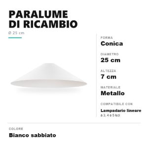 Paralume conico di ricambio per lampadario a sospensione lineare bianco sabbiato