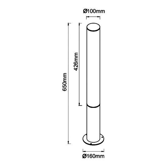 Lampione da giardino h65 cm cilindro corten led 18w 3000k ip65