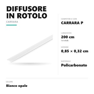 Gea luce cdif01 cover diffusore in rotolo larghezza 8,5 mm per profili 2mt bianco opale