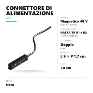 Gea luce gbic13 connettore di alimentazione in remoto per binario magnetico 48v nero