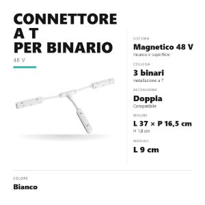 Gea luce gbic23 connettore a t per binario magnetico 48v bianco