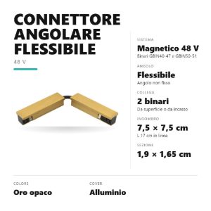Gea luce gbic36 connettore angolare flessibile per binario magnetico 48v oro