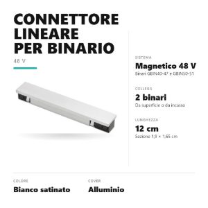 Gea luce gbic42 connettore lineare per binario magnetico 48v bianco satinato