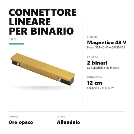 Gea luce gbic42 connettore lineare per binario magnetico 48v oro
