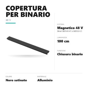 Gea luce gbico01 copertura di chiusura per binario magnetico 48v 1 m nero satinato