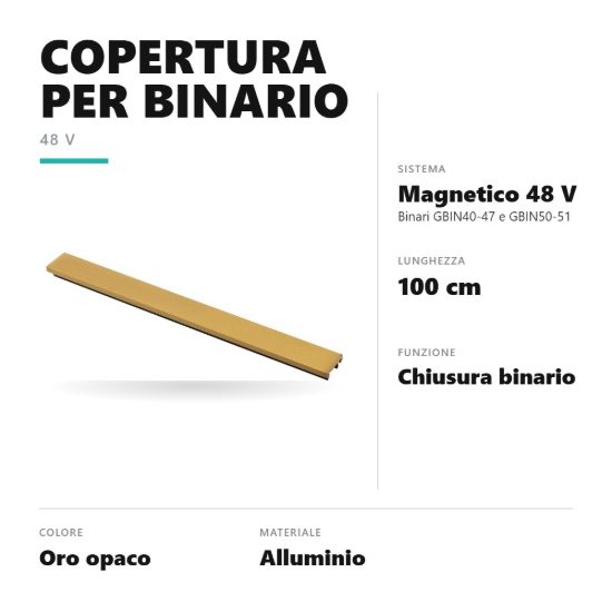 Gea luce gbico01 copertura di chiusura per binario magnetico 48v 1 m oro