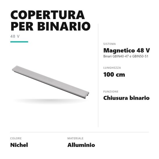Gea luce gbico01 copertura di chiusura per binario magnetico 48v 1 m nichel