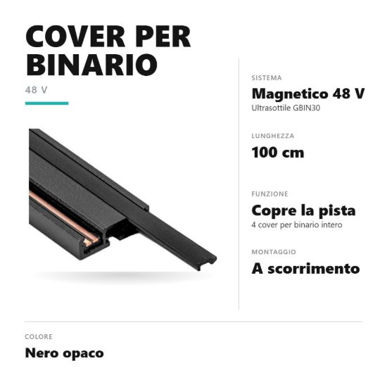 Gea luce gbicov copertura a scorrimento per binario magnetico 48v ultrasottile 1 m nero