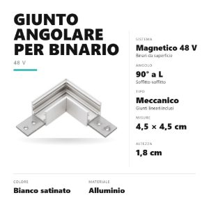 Gea luce gbigs3 angolo soffitto-soffitto per binario magnetico 48v da superficie bianco satinato