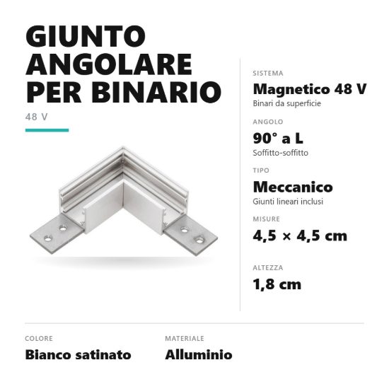 Gea luce gbigs3 angolo soffitto-soffitto per binario magnetico 48v da superficie bianco satinato