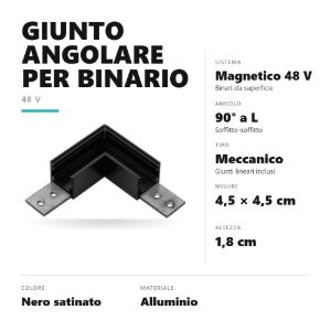 Gea luce gbigs3 angolo soffitto-soffitto per binario magnetico 48v da superficie nero satinato
