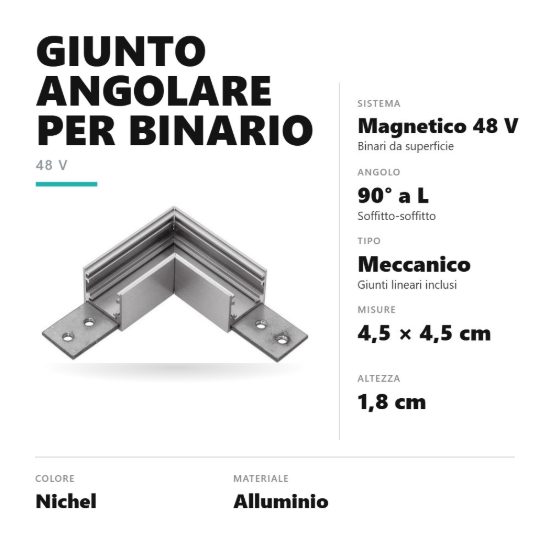 Gea luce gbigs3 angolo soffitto-soffitto per binario magnetico 48v da superficie nichel