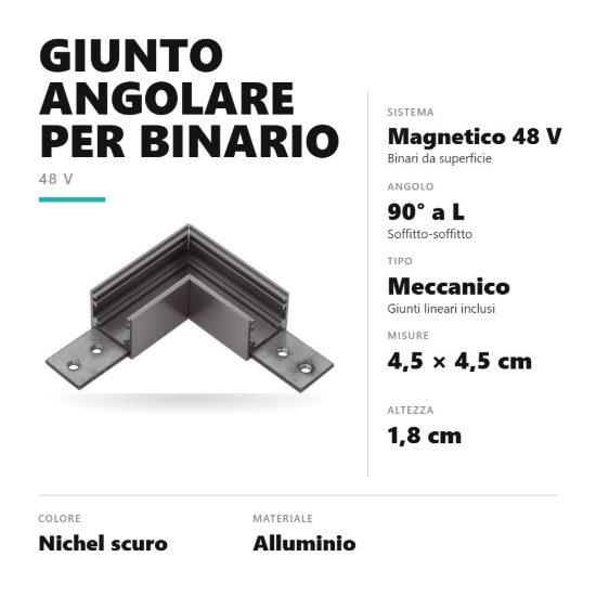 Gea luce gbigs3 angolo soffitto-soffitto per binario magnetico 48v da superficie nichel scuro