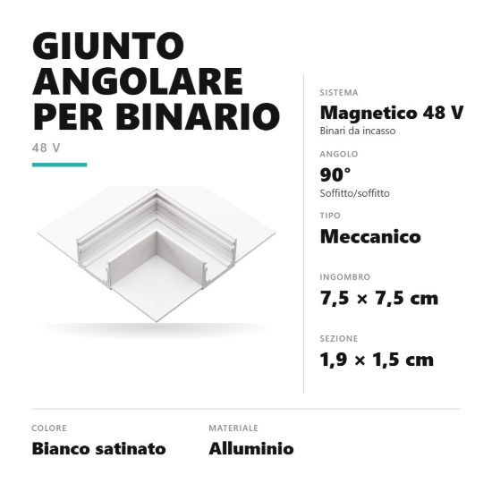 Gea luce gbigsb5 angolo soffitto-soffitto per binario magnetico 48v da incasso bianco satinato