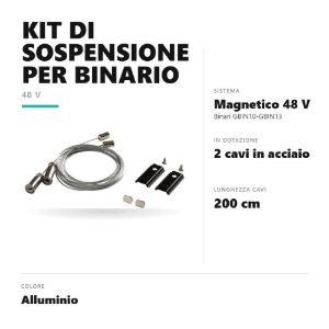 Gea luce gbis05 kit di sospensione a 2 cavi per binario magnetico 48v da superficie alluminio