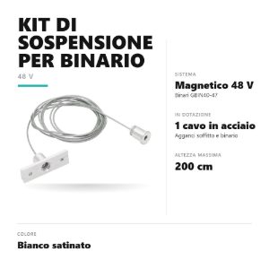 Gea luce gbis20 kit di sospensione a cavo singolo per binario magnetico 48v bianco satinato