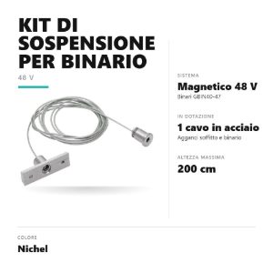 Gea luce gbis20 kit di sospensione a cavo singolo per binario magnetico 48v nichel