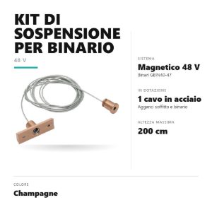 Gea luce gbis20 kit di sospensione a cavo singolo per binario magnetico 48v champagne