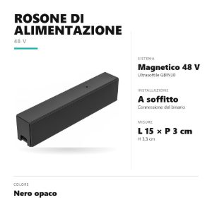 Gea luce gbisc1 rosone di alimentazione a soffitto per binario magnetico 48v ultrasottile nero