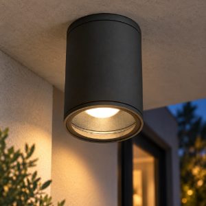Gea luce amon faretto da soffitto da esterno a cilindro grigio antracite e27 ip65