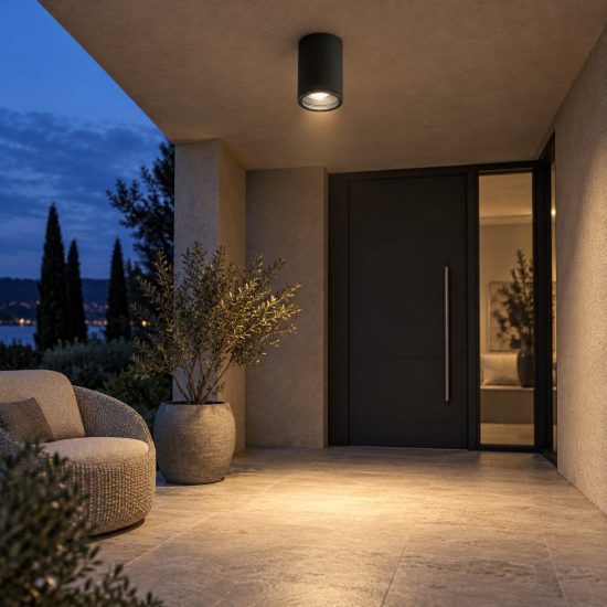 Gea luce amon faretto da soffitto da esterno a cilindro grigio antracite e27 ip65