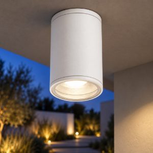 Gea luce amon faretto da soffitto da esterno a cilindro bianco e27 ip65