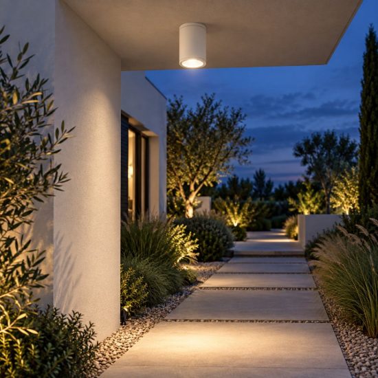 Gea luce amon faretto da soffitto da esterno a cilindro bianco e27 ip65