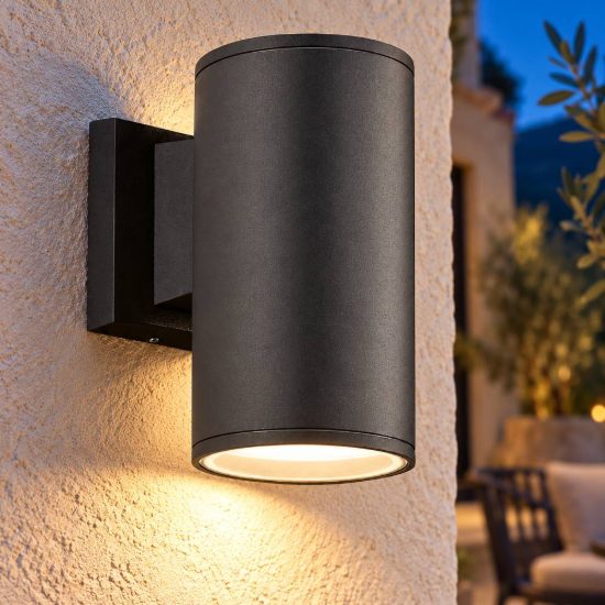 Gea luce amon applique da esterno a cilindro monoemissione grigio antracite e27 ip65