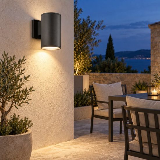 Gea luce amon applique da esterno a cilindro monoemissione grigio antracite e27 ip65