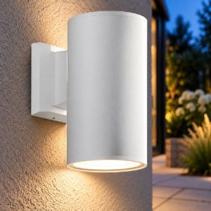 Gea luce amon applique da esterno a cilindro monoemissione bianca e27 ip65