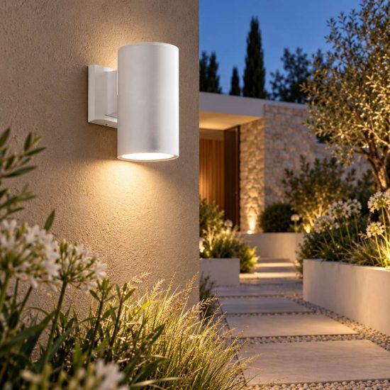 Gea luce amon applique da esterno a cilindro monoemissione bianca e27 ip65
