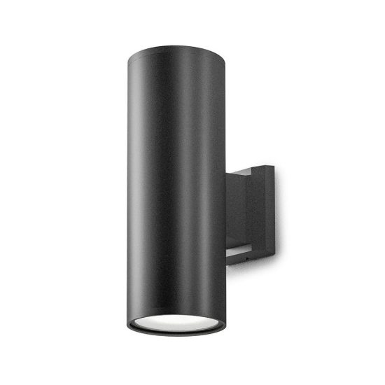 Gea luce amon applique da esterno a cilindro biemissione grigio antracite 2xe27 ip65
