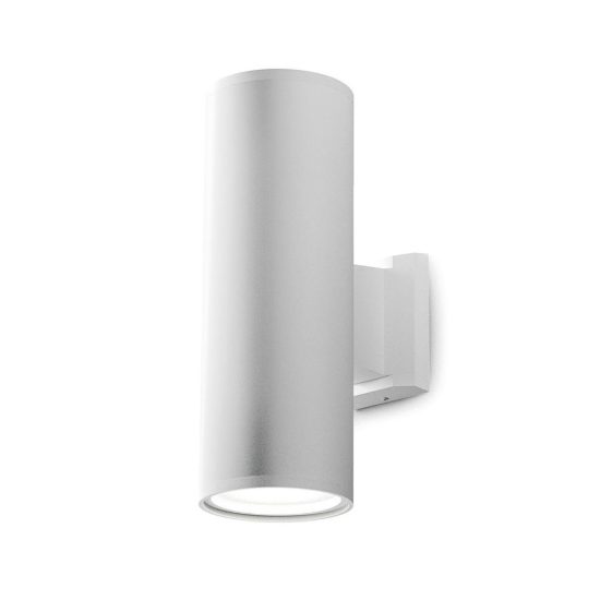 Gea luce amon applique da esterno a cilindro biemissione bianca 2xe27 ip65