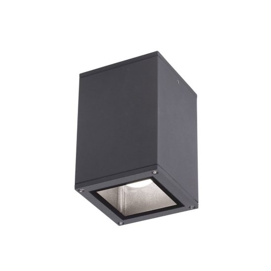 Gea luce amon faretto da soffitto da esterno quadrato grigio antracite e27 ip65