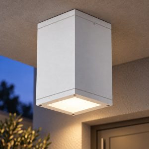 Gea luce amon faretto da soffitto da esterno quadrato bianco e27 ip65