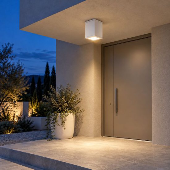 Gea luce amon faretto da soffitto da esterno quadrato bianco e27 ip65