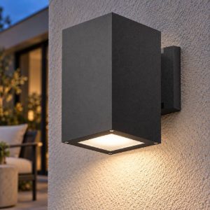 Gea luce amon applique da esterno rettangolare monoemissione grigio antracite e27 ip65