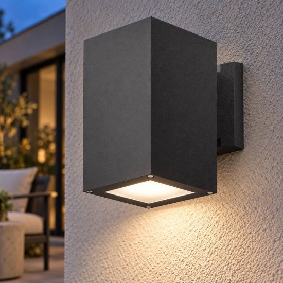 Gea luce amon applique da esterno rettangolare monoemissione grigio antracite e27 ip65