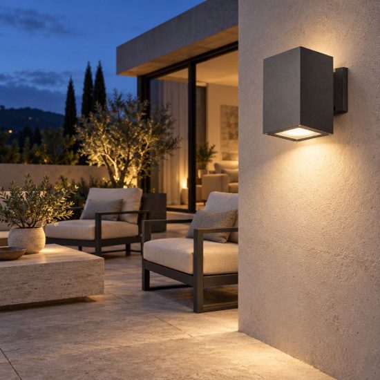Gea luce amon applique da esterno rettangolare monoemissione grigio antracite e27 ip65